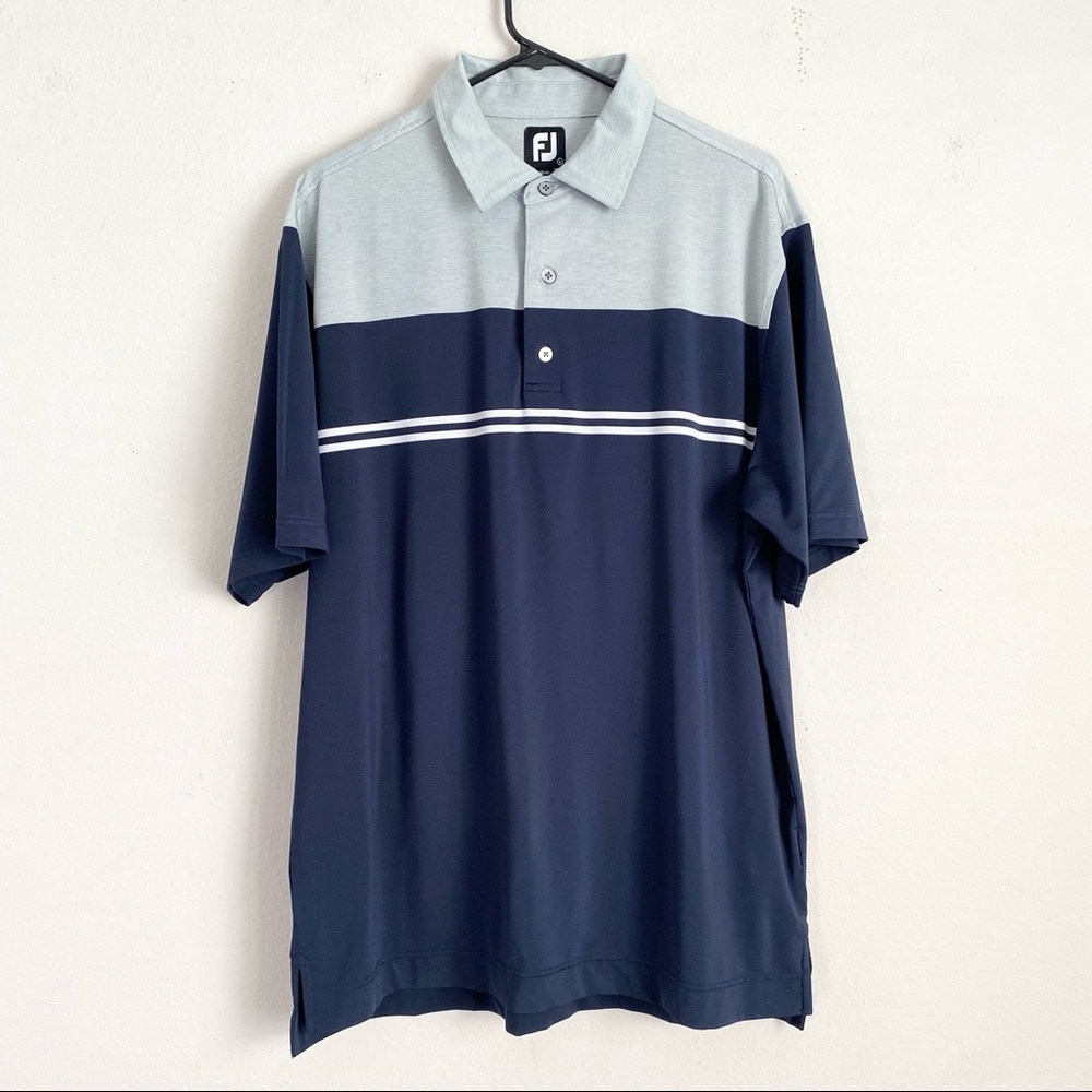 Men’s Polo Foot Joy Short Sleeve Gray and Blue shirt size L